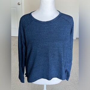 EUC Rag and Bone Blue Crew Longsleeve Cropped Sweater Size Large